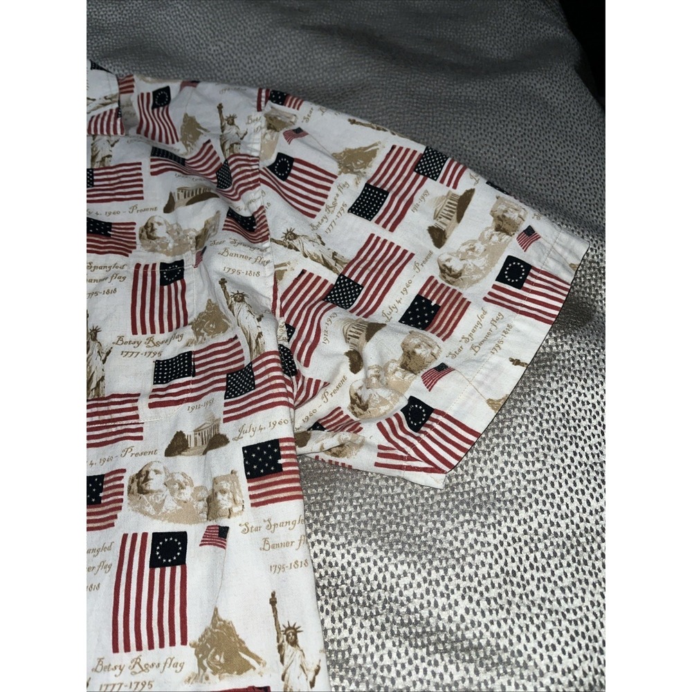 Cotton Traders Sport 2XL American Flag Print Button-Up Short Sleeve Shirt - Picture 4 of 9